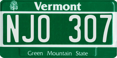 VT license plate NJO307