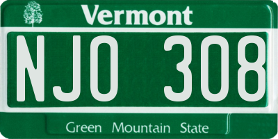 VT license plate NJO308