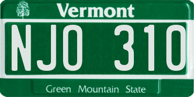 VT license plate NJO310
