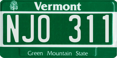 VT license plate NJO311