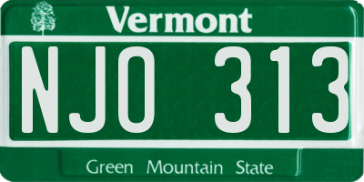 VT license plate NJO313
