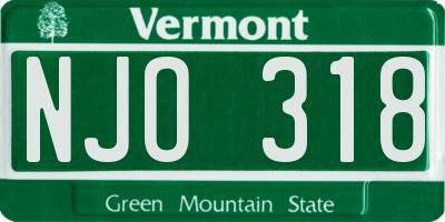 VT license plate NJO318