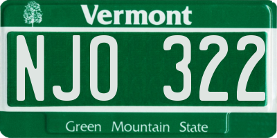 VT license plate NJO322
