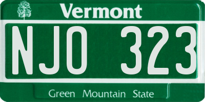 VT license plate NJO323