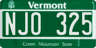 VT license plate NJO325
