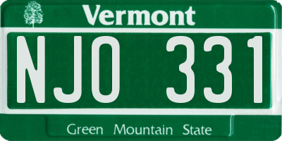VT license plate NJO331