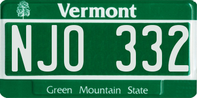 VT license plate NJO332