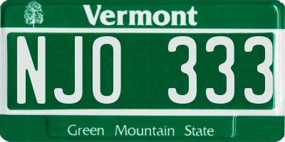 VT license plate NJO333