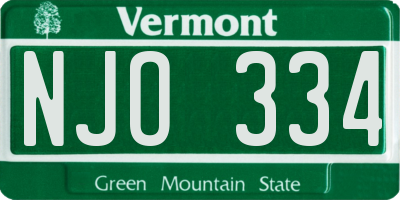 VT license plate NJO334