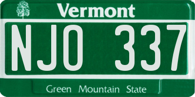 VT license plate NJO337