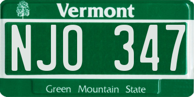 VT license plate NJO347