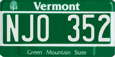 VT license plate NJO352