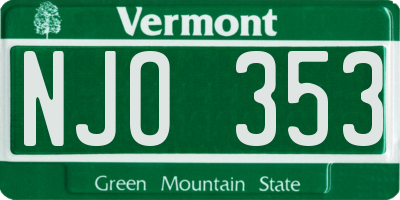 VT license plate NJO353