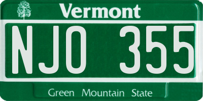 VT license plate NJO355