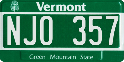 VT license plate NJO357