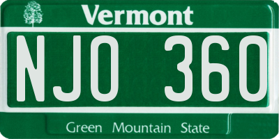 VT license plate NJO360