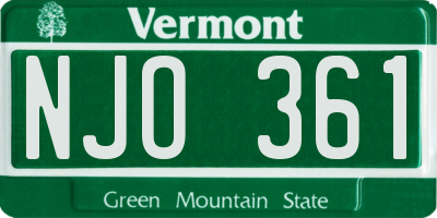 VT license plate NJO361