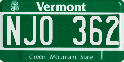 VT license plate NJO362