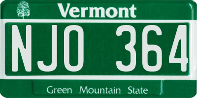 VT license plate NJO364
