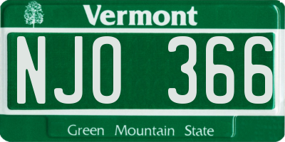 VT license plate NJO366