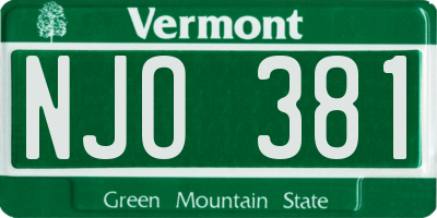 VT license plate NJO381