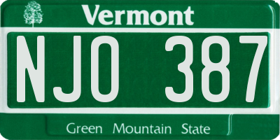 VT license plate NJO387