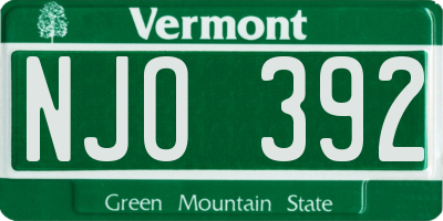 VT license plate NJO392
