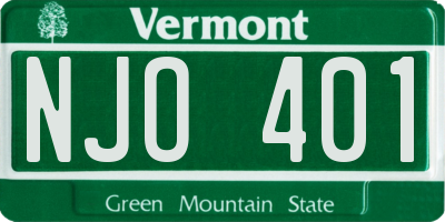 VT license plate NJO401