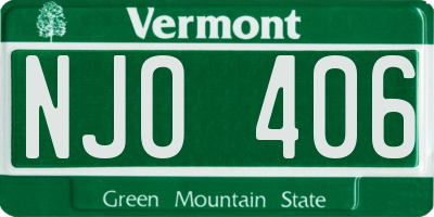 VT license plate NJO406