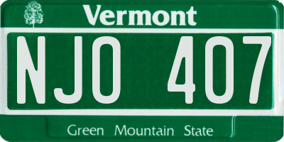 VT license plate NJO407