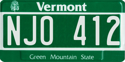 VT license plate NJO412