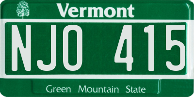 VT license plate NJO415