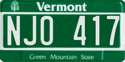 VT license plate NJO417