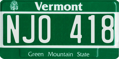 VT license plate NJO418
