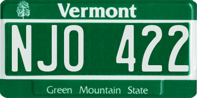 VT license plate NJO422