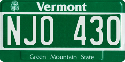 VT license plate NJO430
