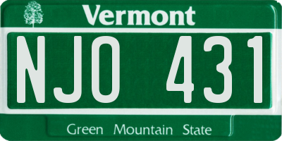 VT license plate NJO431