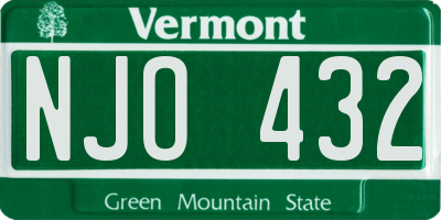 VT license plate NJO432
