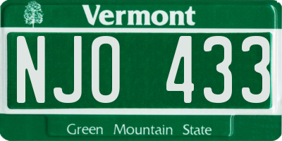 VT license plate NJO433