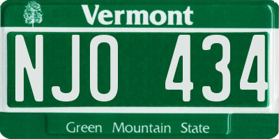VT license plate NJO434