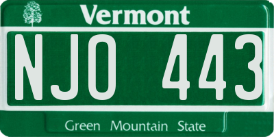 VT license plate NJO443