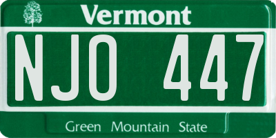 VT license plate NJO447