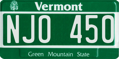 VT license plate NJO450