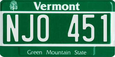 VT license plate NJO451