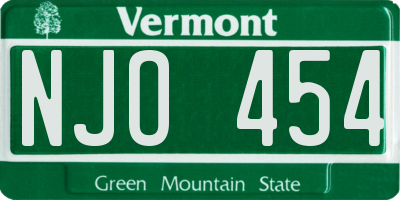 VT license plate NJO454