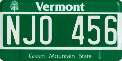 VT license plate NJO456