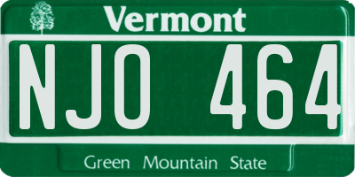 VT license plate NJO464