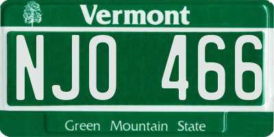 VT license plate NJO466