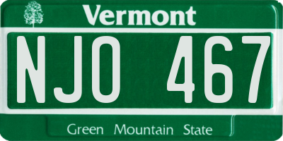 VT license plate NJO467