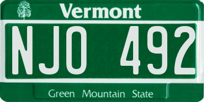 VT license plate NJO492